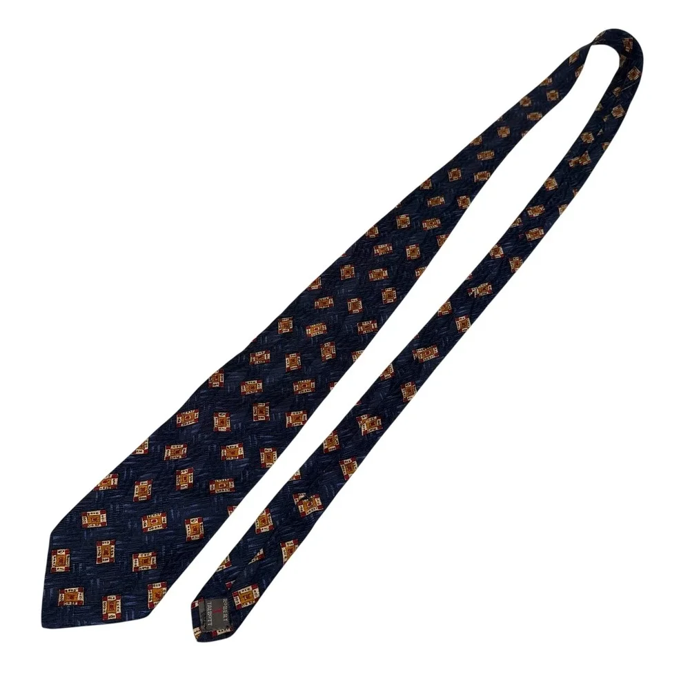 Robert Talbott Best of Class Nordstrom Silk Tie Navy‎ Blue Geometric Extra Long